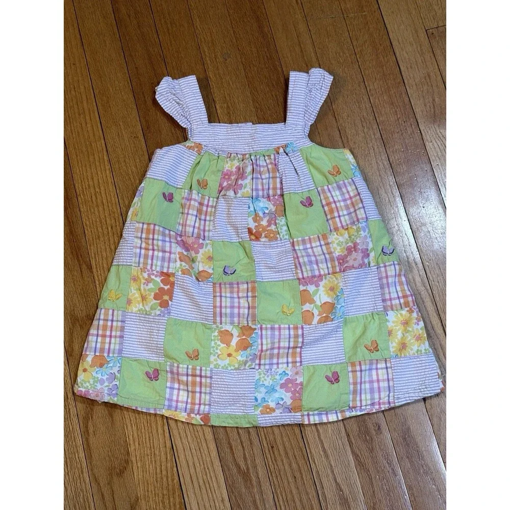 Gymboree Girls Summer Patchwork Dress Size 4T Butterfly Blossom Lined Cotton